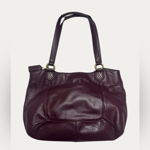 Coach Campbell Belle Bordeaux Burgundy Leather Shoulder Bag Gold Hardware - Picture 2 of 15